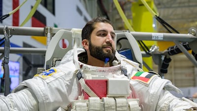 UAE astronaut Mohammed Al Mulla in his spacesuit