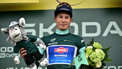 Alpecin-Deceuninck rider Jasper Philipsen after winning the fourth stage of the 2023 Tour de France on Tuesday, July 4, 2023. AFP
