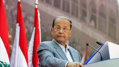 The office of Lebanese president Michel Aoun, pictured here on October 11, 2015, has said he is waiting for Saad Hariri to return to Beirut before taking further action. But it is now clear when - or if - the former Lebanese prime minister will return. Nabil Mounzer / EPA