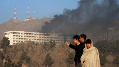 Smoke rises from the Intercontinental Hotel during an attack in Kabul, Afghanistan January 21, 2018. Mohammad Ismail /Reuters