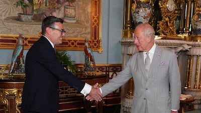 King Charles III and Mr Burnham at Buckingham Palace, London, where he invited the leader of the Labour Party to become Prime Minister and form a new government. AFP