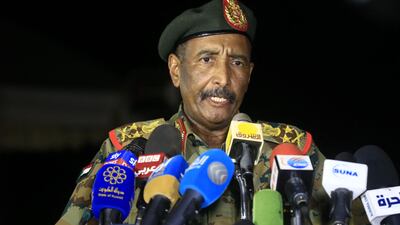 General Abdel Fattah Al Burhan, speaks during an army exercise on the outskirts of the capital Khartoum. AFP