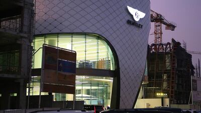 The new Al Habtoor Motors and Bentley Emirates flagship showroom on Sheikh Zayed Road in Dubai. Ravindranath K / The National