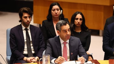 Ahmad Arafa, Permanent Representative of Lebanon to the UN, addresses a Security Council meeting in New York City. AFP