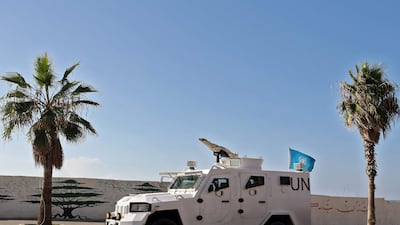 A Unifil armoured vehicle in Beirut. AFP