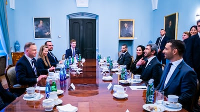 The UAE and Polish officials during the meeting.
