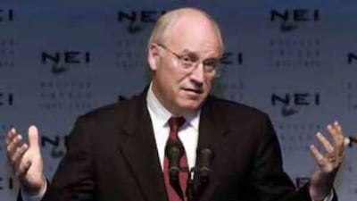 Dick Cheney gestures during an address before the Nuclear Energy Institute's annual conference in Washington, on May 22 2001.