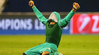 Dinamo Zagreb's Eduardo celebrates after their Champions League win over Arsenal on Wednesday night in Croatia. Alexander Hassenstein / Getty Images