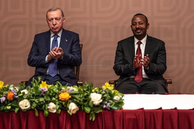 Turkey's President Recep Tayyip Erdogan and Ethiopia's Prime Minister Abiy Ahmed in Addis Ababa. AFP