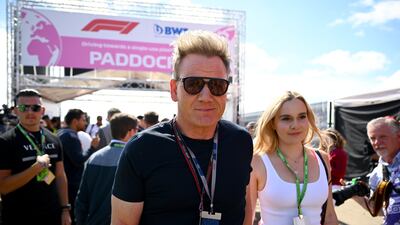 Chef Gordon Ramsay arrives in the paddock with his daughter Holly. Getty