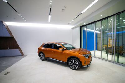 A VinFast electric SUV VF8 model is displayed at a store which the Vietnamese automaker plans to open in Santa Monica, California, US. Reuters