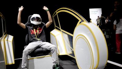 A visitor enjoys one of the activities for the public inside the Shell Eco-marathon grounds in Manila. Jes Aznar for The National