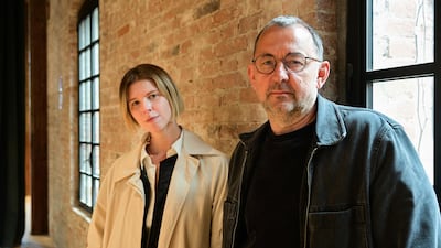 Art curator Maria Lanko and Ukrainian artist Pavlo Makov at the Venice Biennale. AFP