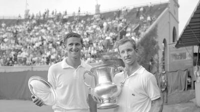 Roy Emerson v Rod Laver: They are still two of the greatest Australian male tennis players of all time, and yet there was not much of a rivalry between them outside of the majors: Laver led 49-18 overall. In fact, Laver had Emerson's number for a good six years. At grand slam finals, however, it was a lot closer - 3-2 to Laver - and they dominated the men's draw for two decades, with Emerson winning 12 major titles and Laver 11. Incredibly, they went five years without playing each other in the 1960s, with Laver going pro and Emerson staying amateur. Seymour Wally / Getty Images