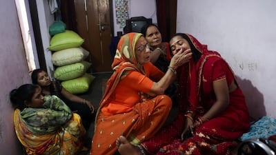 Sushila Devi mourns her husband Shivang Chaurasia, one of three crew members killed in a US air strike on the tanker MT Settebello, in Deoria, Uttar Pradesh, India. Reuters