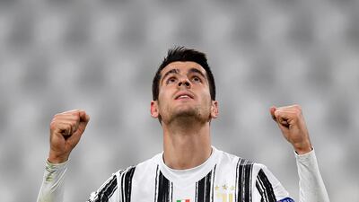 Juve's Alvaro Morata celebrates after scoring. Getty