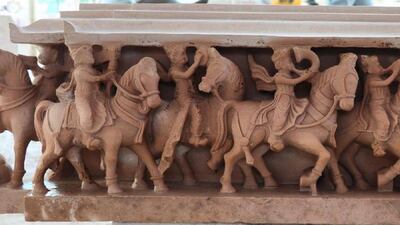 Stone carvings for the country's first Hindu temple that is being built in Abu Dhabi. Courtesy BAPS Hindu Mandir