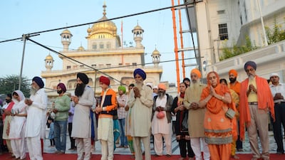 Sikh devotees visit the Golden Temple to mark Bandi Chhor Divas which coincides with the day of Diwali in Amritsar. AFP