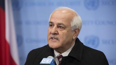 Palestinian Ambassador to the UN Riyad Mansour after submitting documents to join the International Criminal Court. Evan Schneider / AP Photo