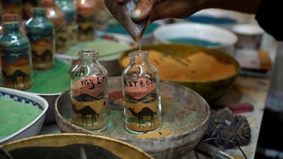 Al-Awawda's pieces range in size. Reuters