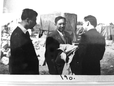 Idlib cotton company staff including the Ghazzal brothers, who owned the plant, on the left