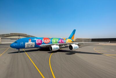 An Emirates aircraft in Expo 2020 Dubai livery. Photo: Emirates