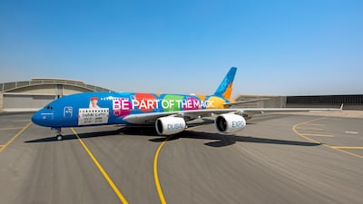 Emirates flew this Expo 2020 liveried plane all over the world, which became a favourite of plane spotters who shared images on social media. Photo: Emirates