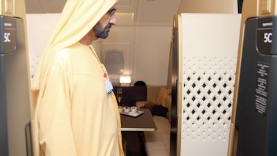 Sheikh Mohammed bin Rashid, Vice President and Ruler of Dubai, visits the Dubai Airshow 2015. Wam
