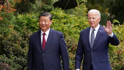 US President Joe Biden with Chinese President Xi Jinping on the sidelines of the Asia-Pacific Economic Co-operation summit, in California, last November. Many in the West seem reluctant to draw up a chair and do business with China. Reuters