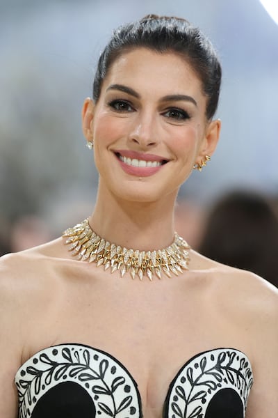 US actress Anne Hathaway wore Bvlgari jewellery to the 2026 Met Gala. AFP