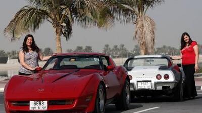 Marrie Deeb, left, and Adriana Deeb, right, own several models of Corvette. "We, as a family, are and always have been the biggest, devoted Corvette fans in history."