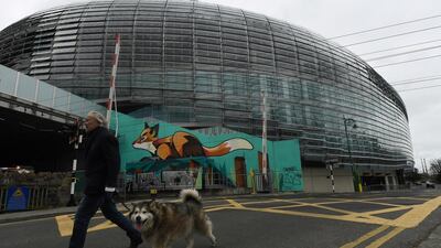 A general view of the Aviva Stadium as the Irish government advised that fans cannot be present during Euro 2020 games owing to the Covid-19 pandemic in Dublin. Reuters