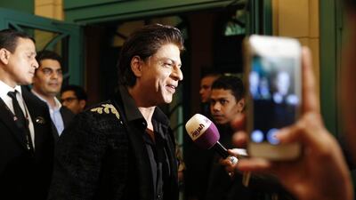 Shah Rukh Khan on the red carpet at the premiere of the Bollywood movie Happy New Year at Atlantis, The Palm. Antonie Robertson / The National