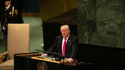US President Donald Trump at last year's United Nations General Assembly. Jeenah Moon / Bloomberg
