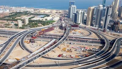 The Dh475 million Bluewaters Bridge under construction in Dubai. Courtesy RTA
