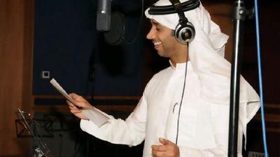Fayez Al Saeed recording the song 'Tomorrow' for the Bokra Project.