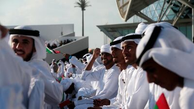 Emirati spctators at the parade in Abu Dhabi.