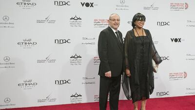 Cheryl Boone Issacs (right), Academy of Motion Picture Arts and Sciences President, on the Abu Dhabi Film Festival opening night red carpet. Mona Al-Marzooqi/ The National