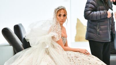 Lopez, who is engaged in real life, left fans wondering if she would chose a Zuhair Murad gown for her wedding to Alex Rodriguez. Jose Perez /GC Images