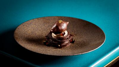 The cikolata ve turk kahvesi is dark chocolate and salted caramel kibbeh, cardamom and Turkish coffee cream