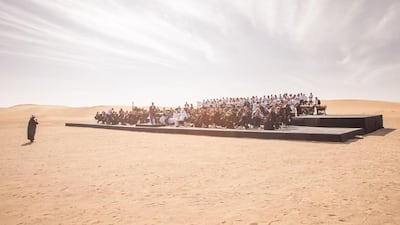 A choir made up of people from the 190 countries committed to taking part in Expo 2020 sang Ishy Bilady - the UAE national anthem. Courtesy Expo 2020 Dubai