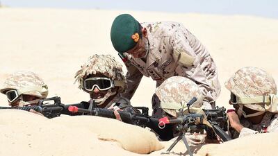 The fifth batch of national service recruits went through their final paces in Al Gharbia on Tuesday, encouraged by Sheikh Mansour bin Zayed, Deputy Prime Minister and Minister of Presidential Affairs, and Lt Gen Hamad Al Romaithi, Chief of Staff of the Armed Forces.