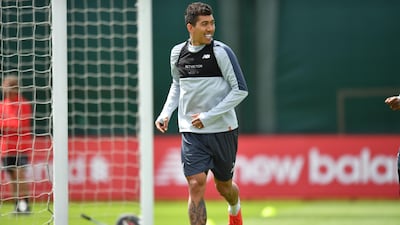 Roberto Firmino takes part in training. AFP