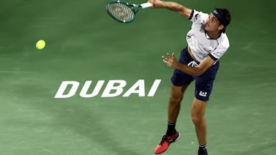 Lorenzo Sonego serves to Daniil Medvedev. Reuters