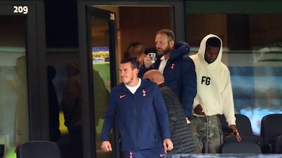 Gareth Bale arrives to watch the second half during the English Premier League football match between Tottenham Hotspur and Newcastle United. AFP