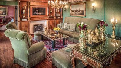 The Petronius Suite’s living room. Courtesy Waldorf Astoria Hotels & Resorts