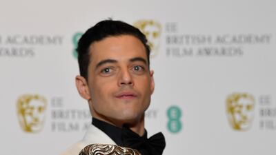 Rami Malek holds the award for leading actor for his performance in 'Bohemian Rhapsody' at the British Academy of Film and Television Awards 2019. Reuters