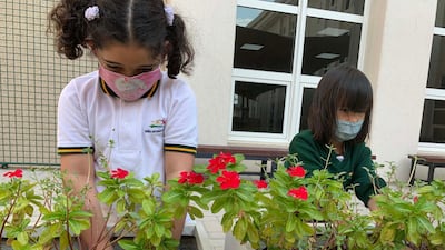 Growing vegetables can give students, such as these Year 2 pupils at Deira International School, a sense of responsibility. Courtesy: Claire Heylin