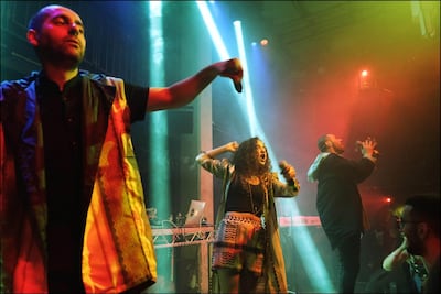 Suhell Nafar, Maysa Daw, Tamer Nafar of Palestinian hip-hop group DAM performing in London last month. Redferns
