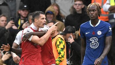 Granit Xhaka 8: In great form for Arsenal and benefits from having Partey alongside him in midfield. Wouldn't be Xhaka without a bit of a ruckus and his exchange of views with Chalobah late on sparked a lively melee between the two sides. EPA